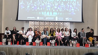 Filipino pop icon SB Girls during a press conference held on August 6 at Bab Al Qasr Hotel in Abu Dhabi
